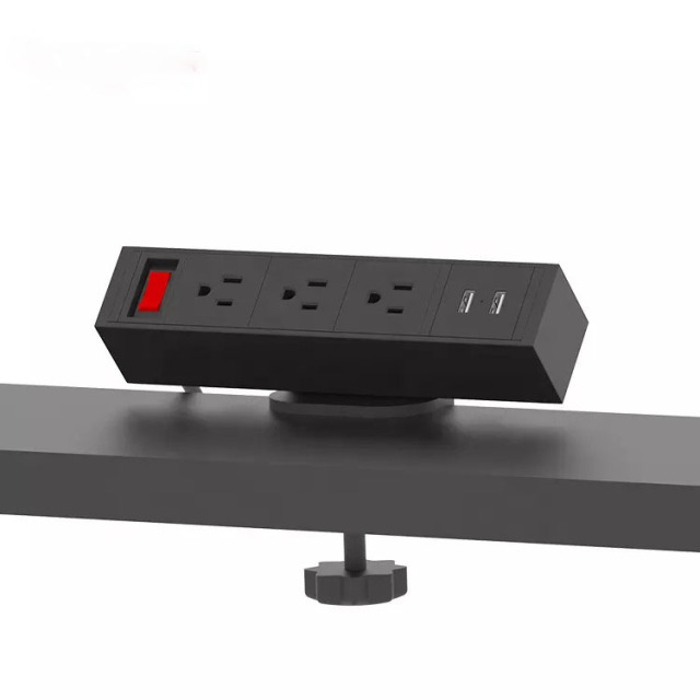 US Aluminum extension desk clip socket / power strip with usb power outlet
