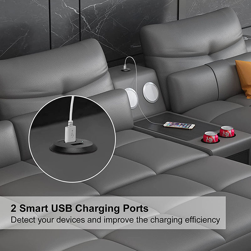 Tabletop USB Power Strip Recessed Mount Power Charging Center Desk USB Power Grommet Power Dock USB Hub Recessed USB Outlet Bulit in Desk Sofa 2 USB 2.1A