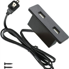 Powered USB Hub Socket Recessed USB Power Strip Outlet with Power Supply 2 USB Ports 2.1A Mounted into Bed Desk Table Sofa