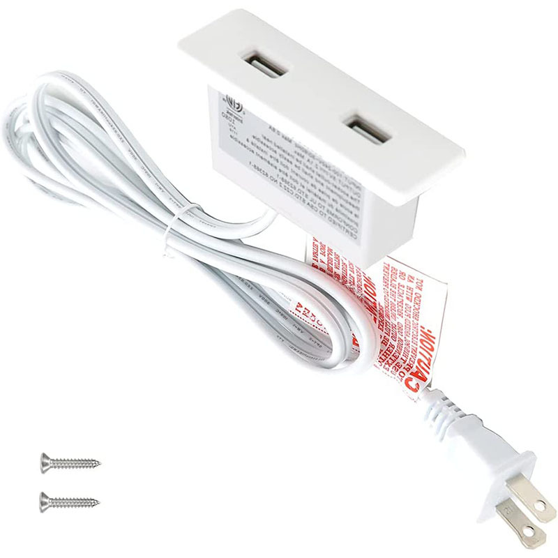 Powered USB Hub Socket Recessed USB Power Strip Outlet with Power Supply 2 USB Ports 2.1A Mounted into Bed Desk Table Sofa