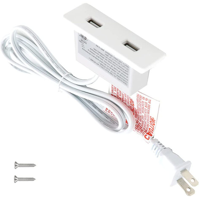 Powered USB Hub Socket Recessed USB Power Strip Outlet with Power Supply 2 USB Ports 2.1A Mounted into Bed Desk Table Sofa