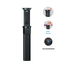 UK Smart lifting socket with led panel with wireless charging with USB Charger with loudspeaker