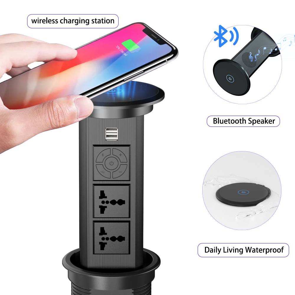 Multi function Hidden Office Tabletop Outlet Conference Electrical Desktop Pop Up Power Socket