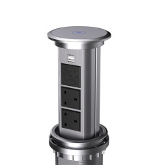 UK Motorized hidden table pop up outlet tower power socket with speaker