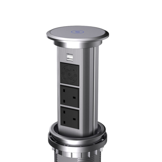UK Motorized hidden table pop up outlet tower power socket with speaker