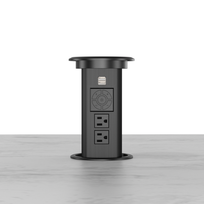 US Kitchen Lift Up Socket with 2 outlets 2 USBA charging Bluetooth Music playing QI charging