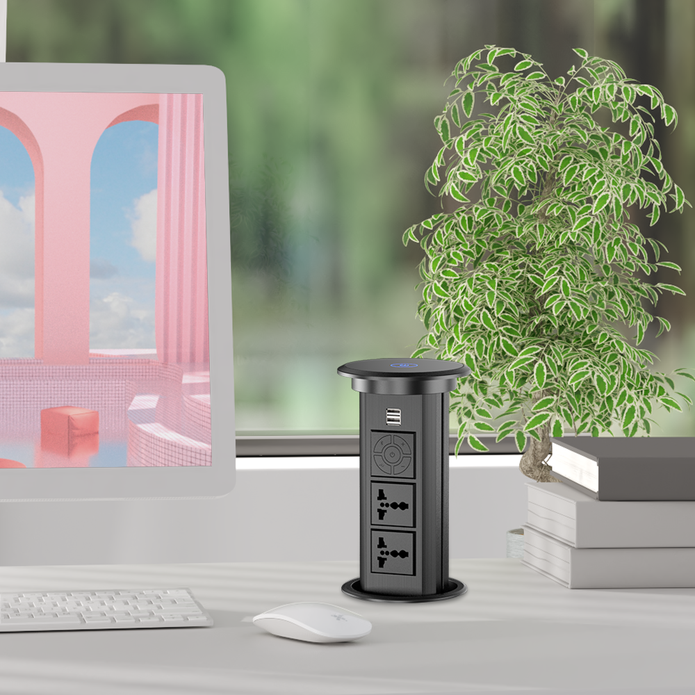 Multi function Hidden Office Tabletop Outlet Conference Electrical Desktop Pop Up Power Socket