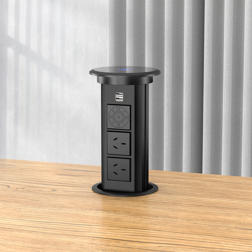 Hidden Kitchen Contertop Pop Up socket with Australian outlets bluetooth Speaker Wireless Charing QI
