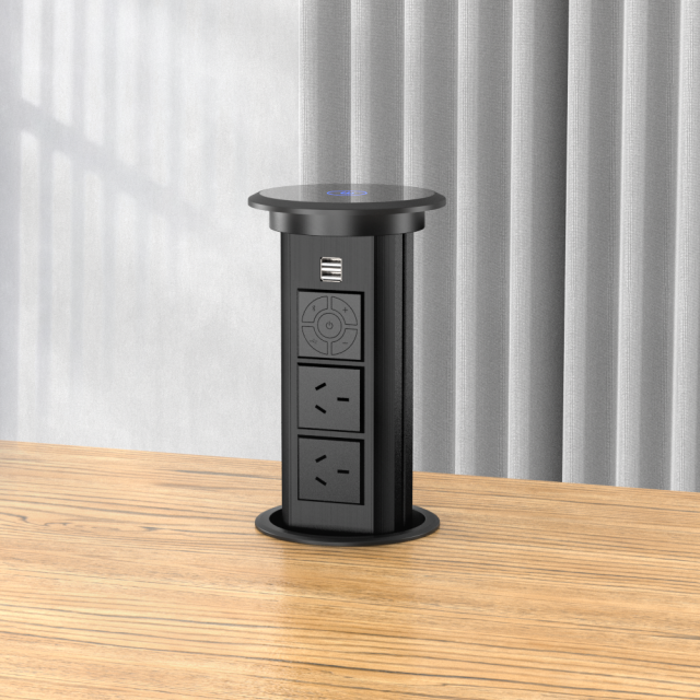 Hidden Kitchen Contertop Pop Up socket with Australian outlets bluetooth Speaker Wireless Charing QI