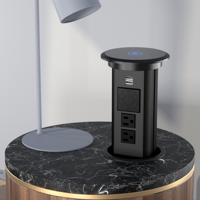 US Kitchen Lift Up Socket with 2 outlets 2 USBA charging Bluetooth Music playing QI charging