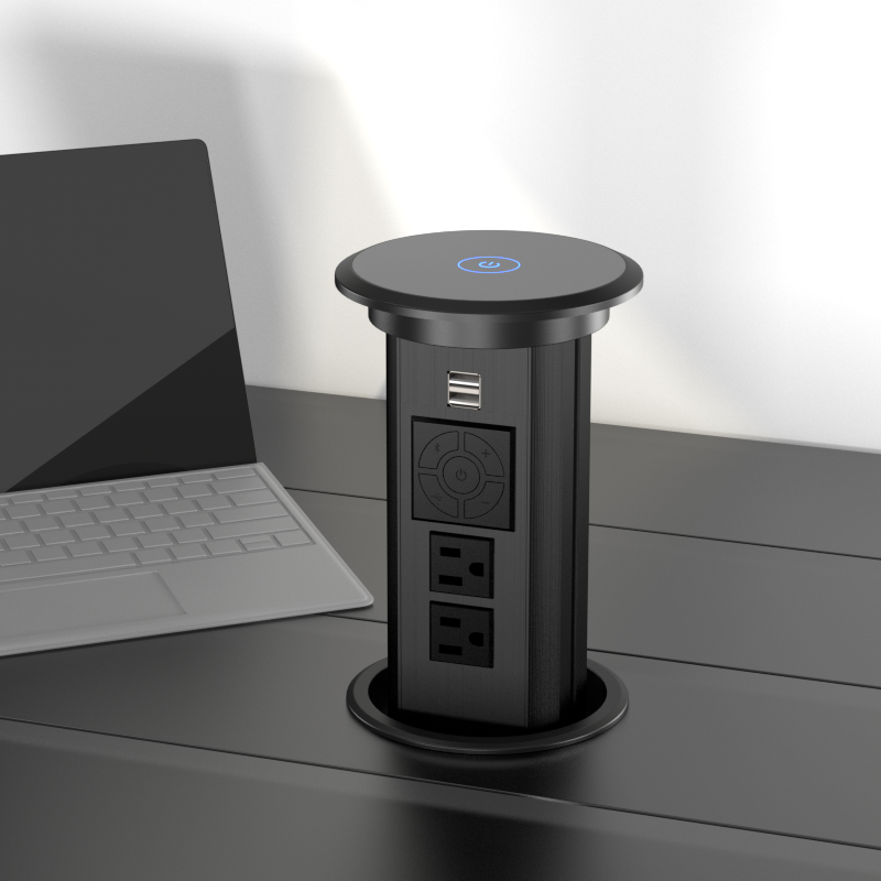 US Kitchen Lift Up Socket with 2 outlets 2 USBA charging Bluetooth Music playing QI charging