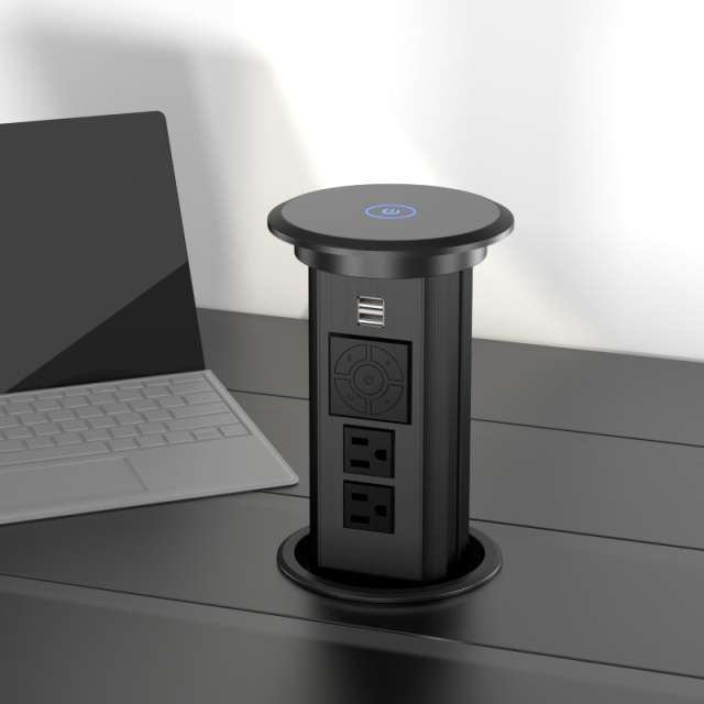 US Kitchen Lift Up Socket with 2 outlets 2 USBA charging Bluetooth Music playing QI charging