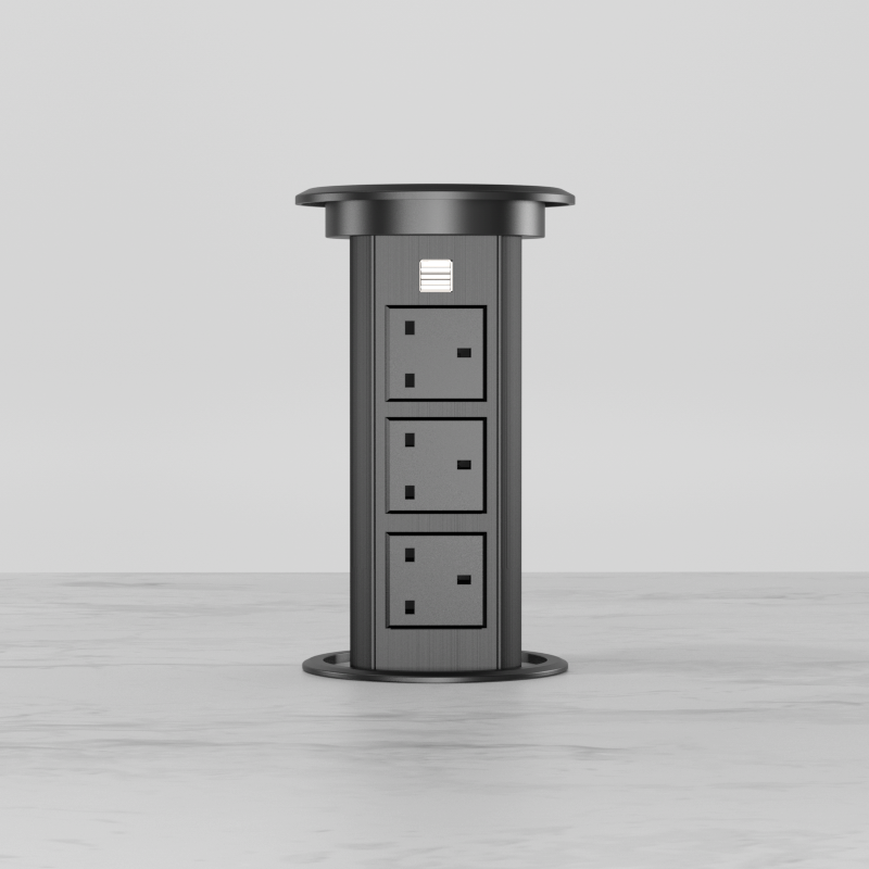 UK Smart lifting socket with led panel with wireless charging with USB Charger with loudspeaker