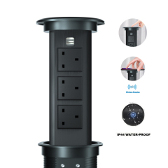 UK Smart lifting socket with led panel with wireless charging with USB Charger with loudspeaker