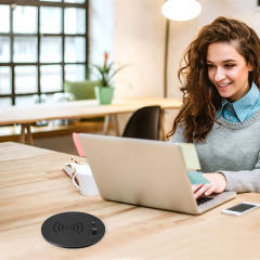 Desk Wireless Charger, Hidden Table Wireless Charging Station with USB C, 15W Desk USB Grommet Compatible with iPhone 13/13 Pro/iPhone 12 /Pro Max/SE/11/X/XS/XR/Samsung/QI Standard Phones, Black