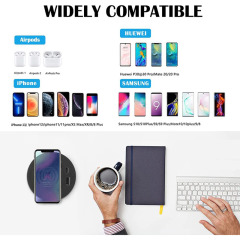 Desk Wireless Charger, Hidden Table Wireless Charging Station with USB C, 15W Desk USB Grommet Compatible with iPhone 13/13 Pro/iPhone 12 /Pro Max/SE/11/X/XS/XR/Samsung/QI Standard Phones, Black