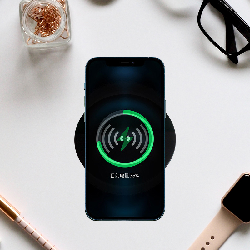Black round sofa socket with 15w wireless charging recessed sockets on table desk sofa wireless charger