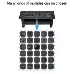 Black Alloy manual flip up rotary power socke with multifunctional sockets for USA, Canada,South of American