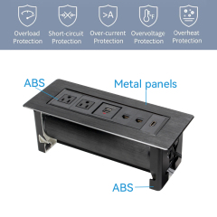 Black Alloy manual flip up rotary power socke with multifunctional sockets for USA, Canada,South of American