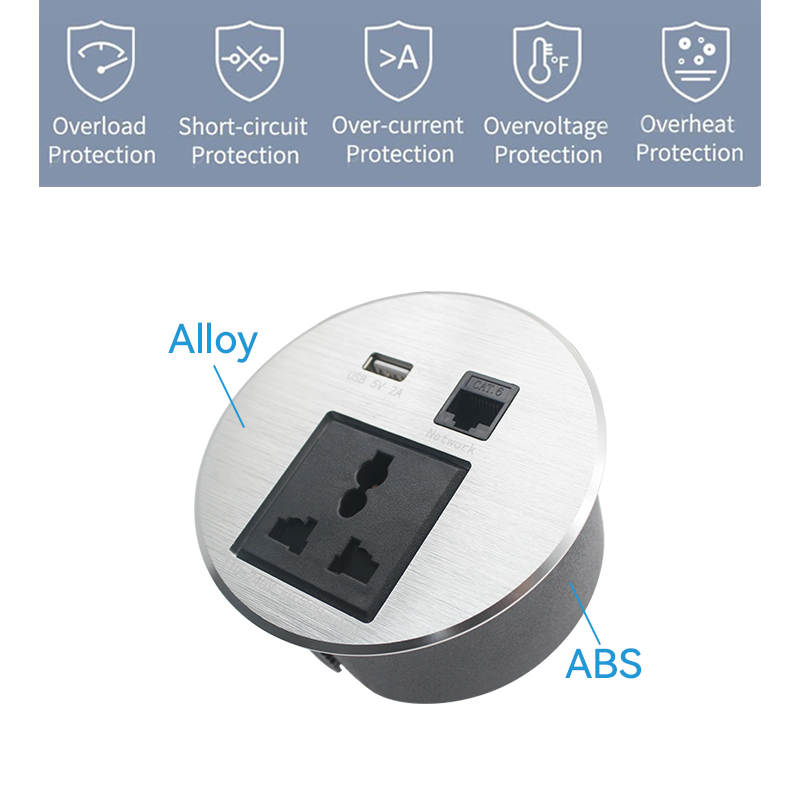 Customized Professional Desk Power Socket Furniture Desktop Socket Round Table Recessed Power Outlet