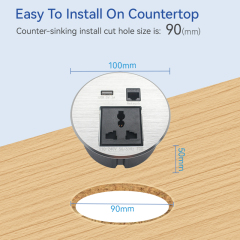 Customized Professional Desk Power Socket Furniture Desktop Socket Round Table Recessed Power Outlet