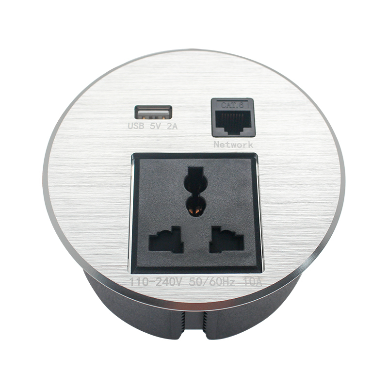 Customized Professional Desk Power Socket Furniture Desktop Socket Round Table Recessed Power Outlet