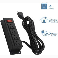 Wall Mount Power Outlet Strip, 4 Outlet Mountable Power Strip with Switch, Under Desk Power Strip Connect with 6ft Cord Mount Under Desk, Workbench, Nightstand, Dresser