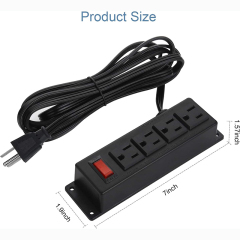 Wall Mount Power Outlet Strip, 4 Outlet Mountable Power Strip with Switch, Under Desk Power Strip Connect with 6ft Cord Mount Under Desk, Workbench, Nightstand, Dresser