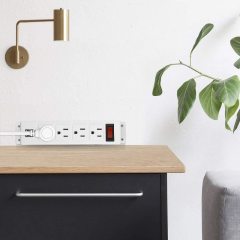 Wall Mount Power Strip with 4 Outlet, Mountable Power Strip with 2 USB Ports, 4-Port Under Desk Mount Connect with 6FT Power Cord, for Workbench, Nightstand, Dresser, Table.