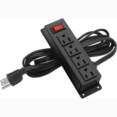 Wall Mount Power Outlet Strip, 4 Outlet Mountable Power Strip with Switch, Under Desk Power Strip Connect with 6ft Cord Mount Under Desk, Workbench, Nightstand, Dresser
