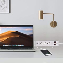 Wall Mount Power Strip with 4 Outlet, Mountable Power Strip with 2 USB Ports, 4-Port Under Desk Mount Connect with 6FT Power Cord, for Workbench, Nightstand, Dresser, Table.