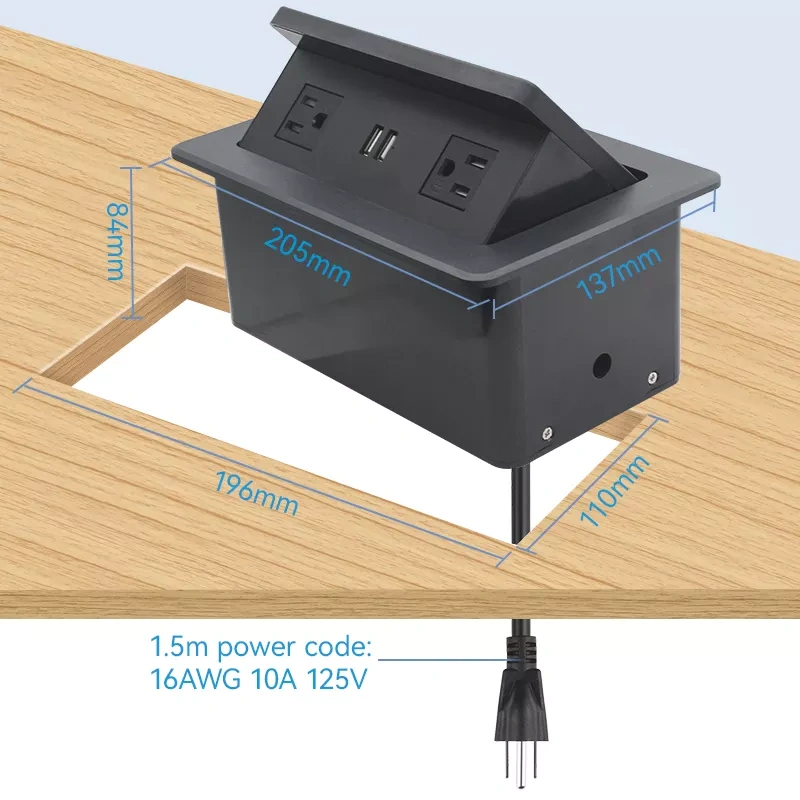 Factory Direct Price Pop Up Charging Socket Meeting Room Pop Up Socket Pop Up Electrical Outlet USB Socket