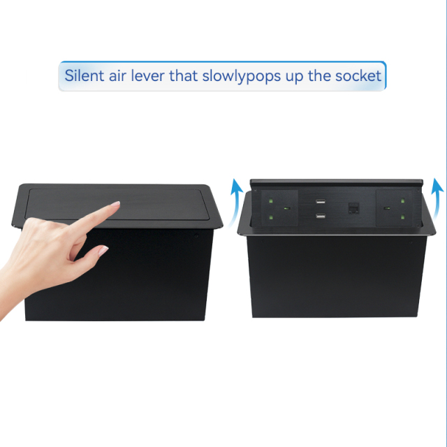 UK Table Pop Up Socket with 2 UK outlets 1 CAT6 2 USB Charging USB Socket