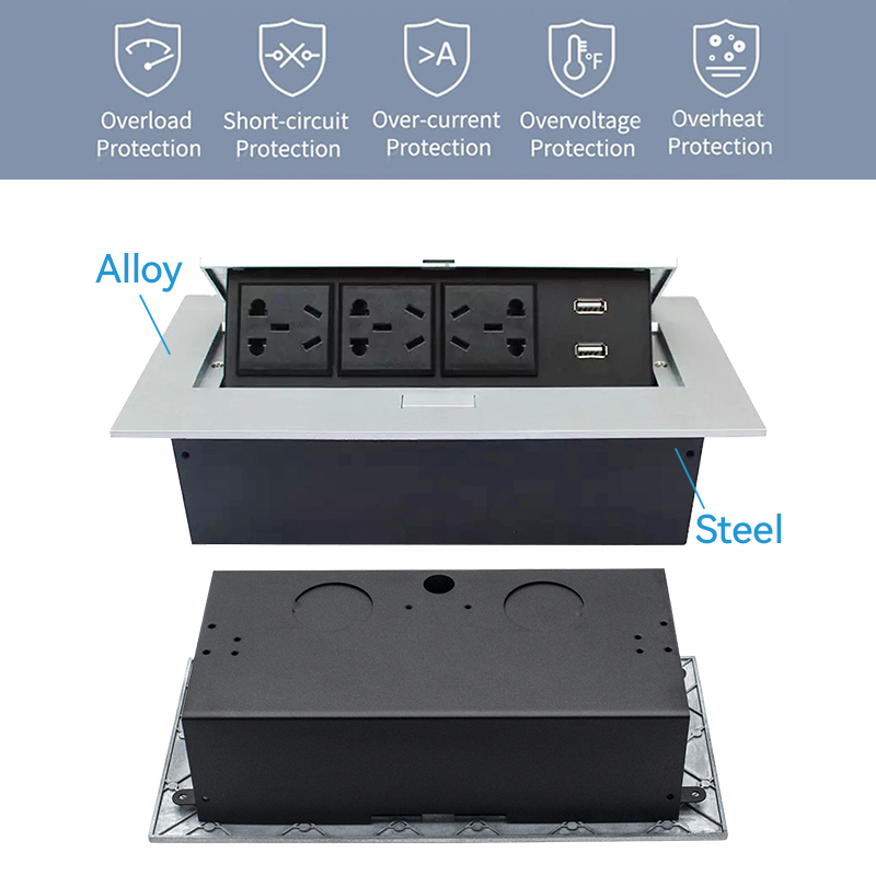 China 5 Sockets for table conference desk with 3 Outlets Dual USBA Charging
