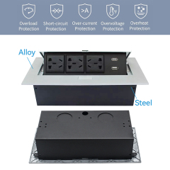 China 5 Sockets for table conference desk with 3 Outlets Dual USBA Charging
