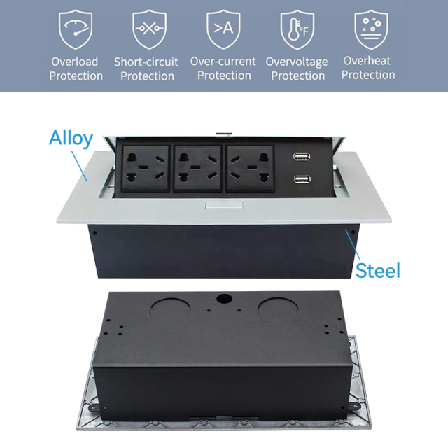 China 5 Sockets for table conference desk with 3 Outlets Dual USBA Charging