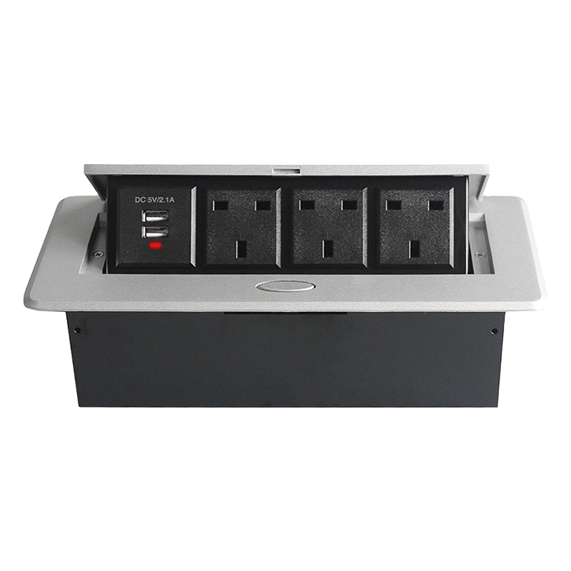 UK Funiture Power Box Pop Up Table Box with 3 UK outlets 2 USB Charging Customized Demands Support