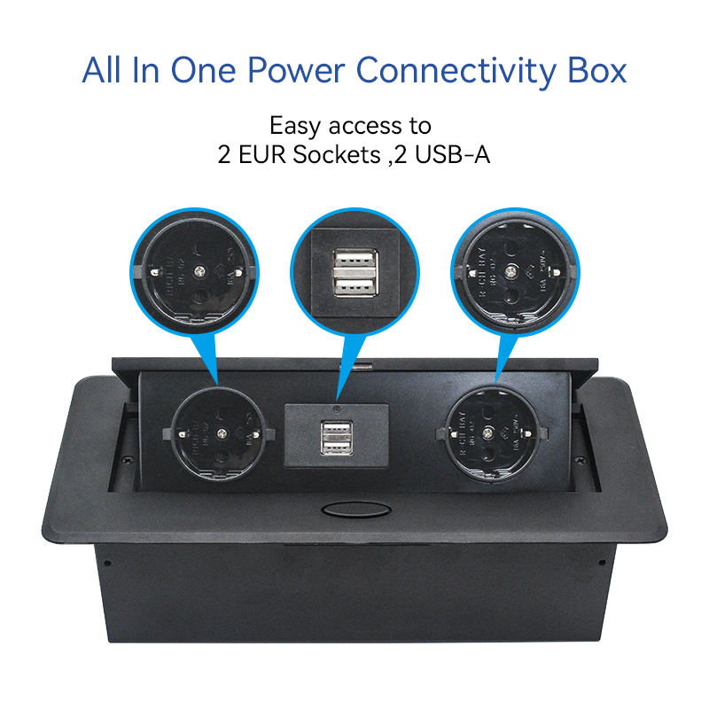 Germany European Island Pop Up socket Office Furniture Socket with 2 Germany Outlets 2 USBA charging