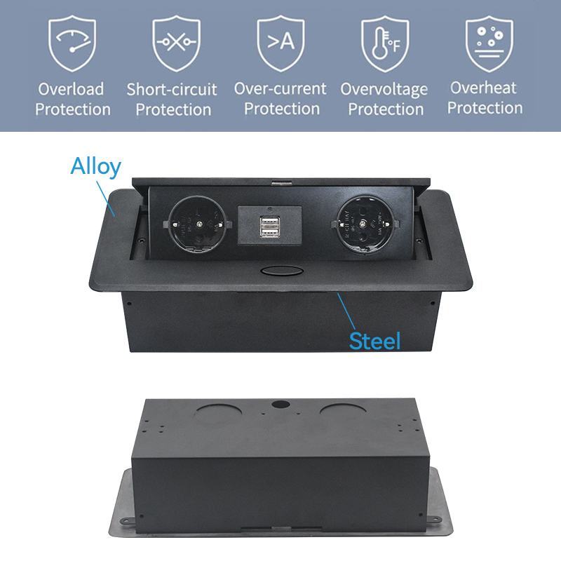 Germany European Island Pop Up socket Office Furniture Socket with 2 Germany Outlets 2 USBA charging