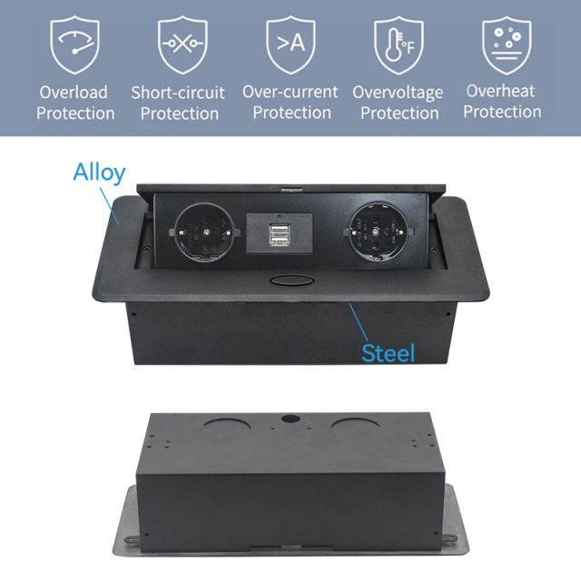 Germany European Island Pop Up socket Office Furniture Socket with 2 Germany Outlets 2 USBA charging
