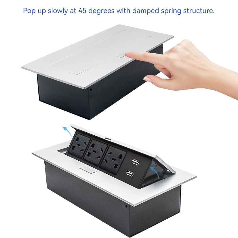 China 5 Sockets for table conference desk with 3 Outlets Dual USBA Charging