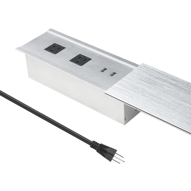 Tabletop Power Outlet Socket with sliding cover with wireless charger US UK AU EU FR outlet available