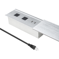 Tabletop Power Outlet Socket with sliding cover with wireless charger US UK AU EU FR outlet available