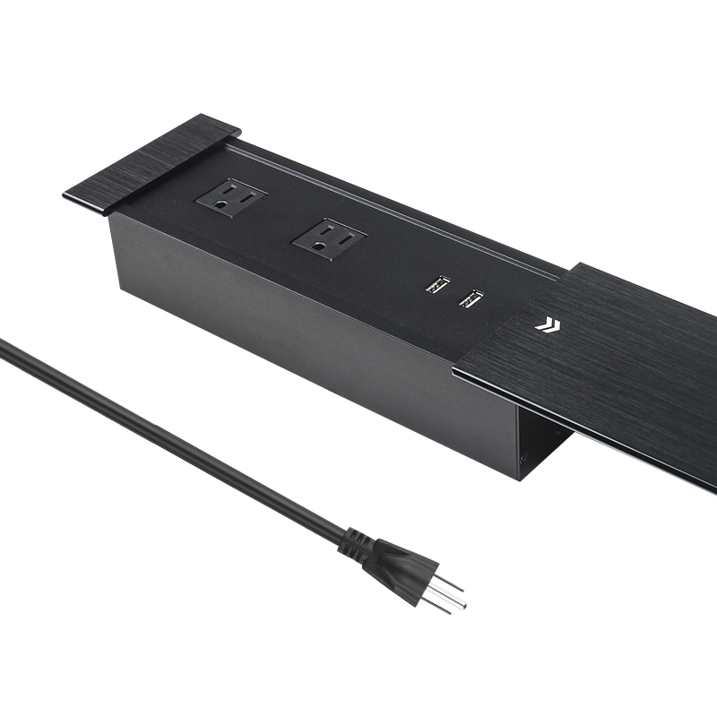 Tabletop Power Outlet Socket With Sliding Cover With 15w Wireless Charger Slide Desktop Socket
