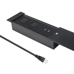Tabletop Power Outlet Socket With Sliding Cover With 15w Wireless Charger Slide Desktop Socket