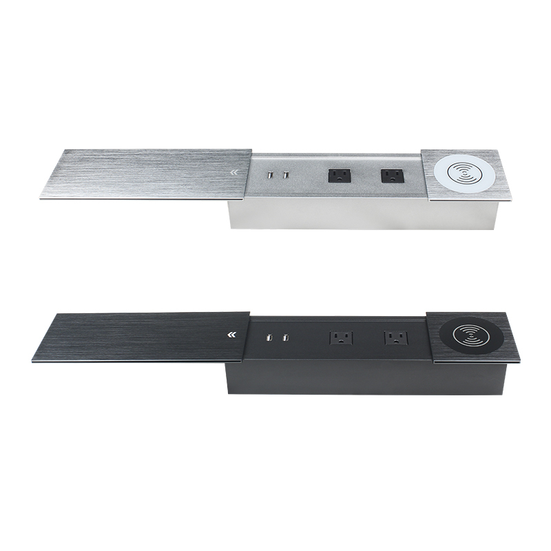 Alloy Concealed Electrical Outlet with QI Wirless Charging USB Charging 2 Electrical Outlets