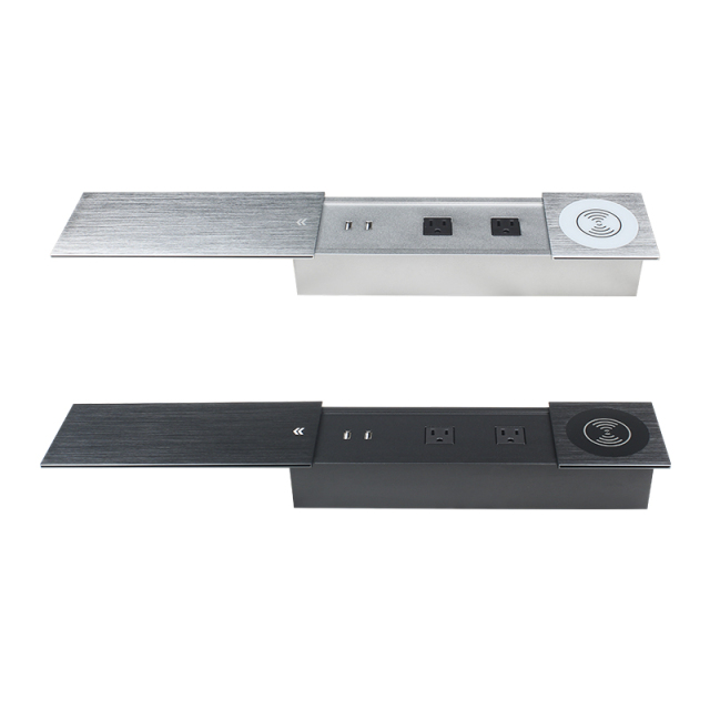 Alloy Concealed Electrical Outlet with QI Wirless Charging USB Charging 2 Electrical Outlets