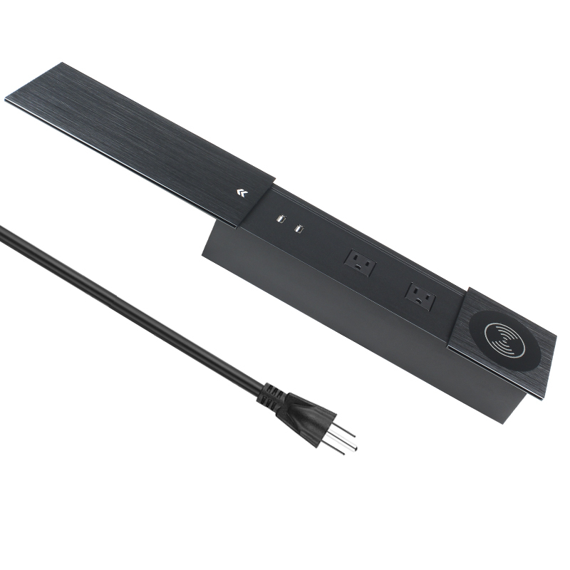 Alloy Concealed Electrical Outlet with QI Wirless Charging USB Charging 2 Electrical Outlets