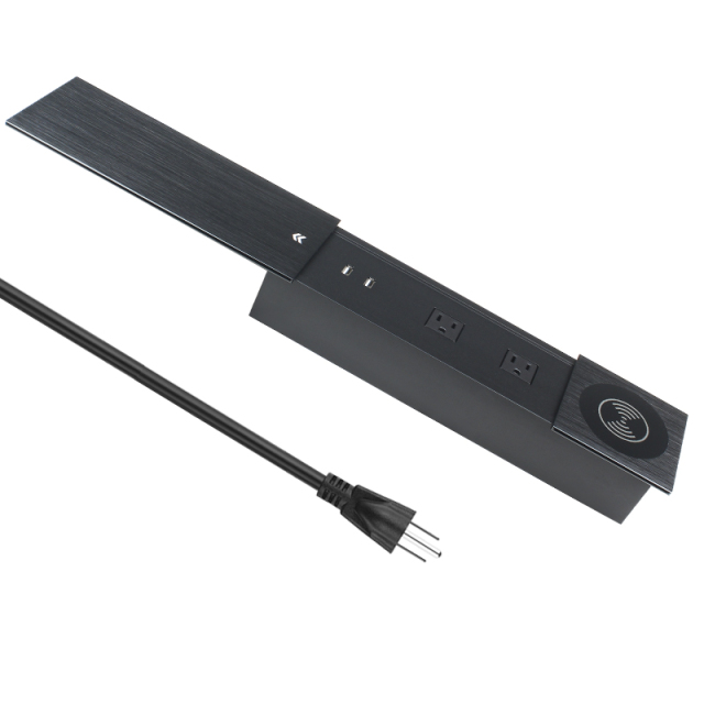Alloy Concealed Electrical Outlet with QI Wirless Charging USB Charging 2 Electrical Outlets
