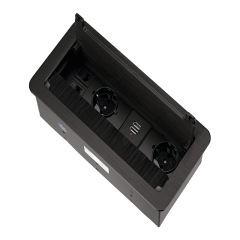 Retractable built-in socket for 2 + USB + LAN Internet aluminum soft flap black